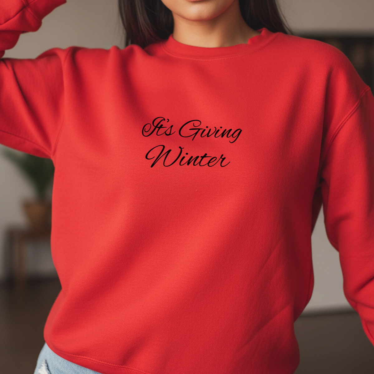Its Giving Winter Sweatshirt, Cozy Aesthetic Crewneck, Minimalist Pullover, Neutral Cold Weather Top, Trendy Seasonal Outfit