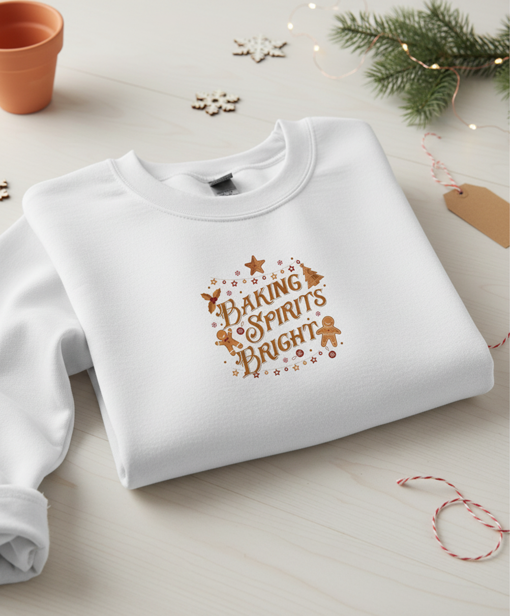 Baking Spirits Bright Christmas Sweatshirt, Cozy Crew for Women, Embroidered, Sweater Weather, Winter Gift