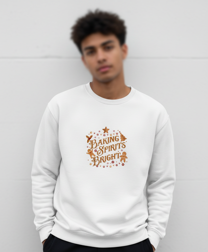 Baking Spirits Bright Christmas Sweatshirt, Cozy Crew for Women, Embroidered, Sweater Weather, Winter Gift