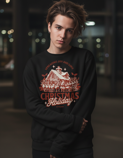 Vintage Christmas Sweatshirt, Holiday Cottage Crewneck, Festive Clothing, Gift for Her, Gift for Him, Unique Design