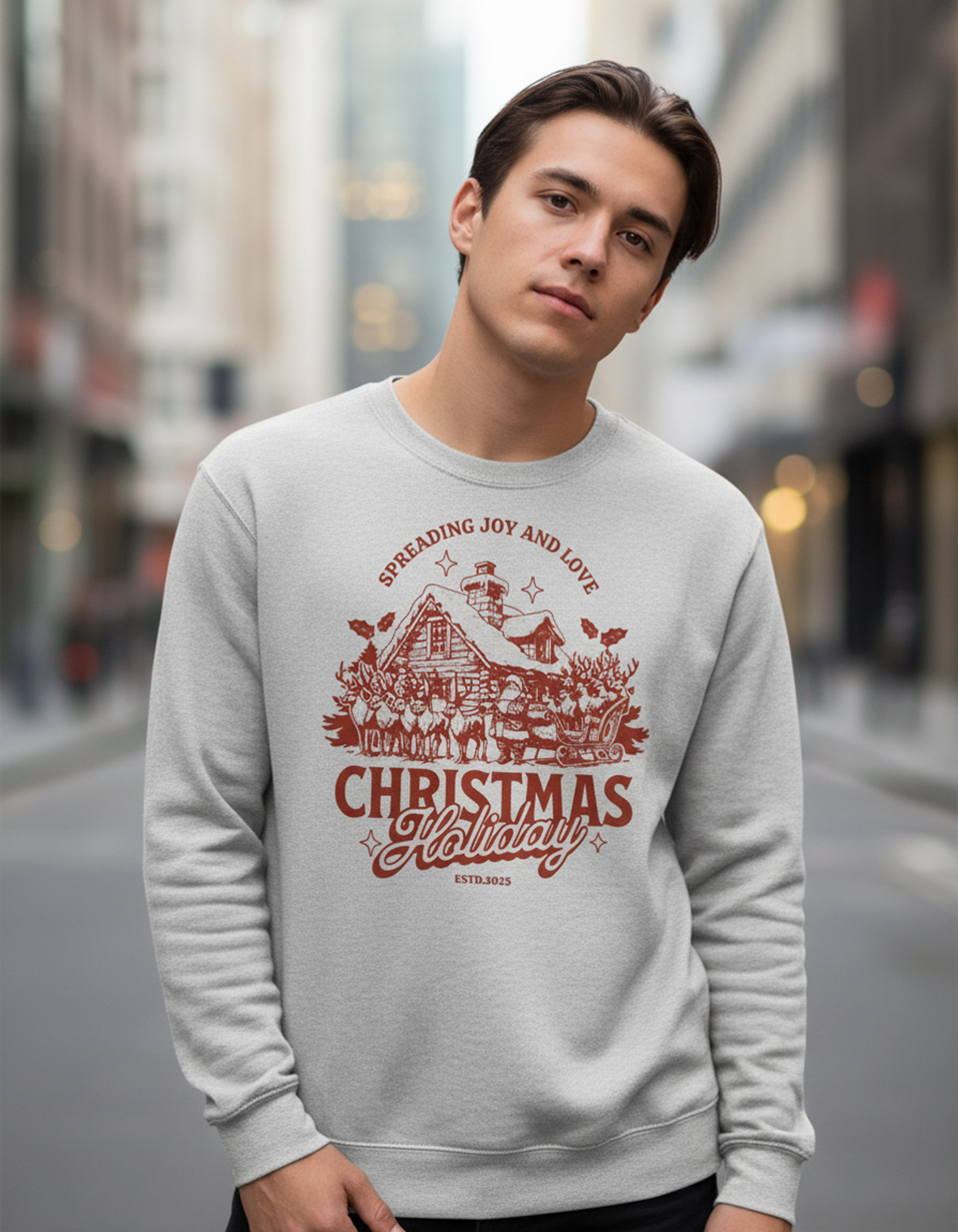 Vintage Christmas Sweatshirt, Holiday Cottage Crewneck, Festive Clothing, Gift for Her, Gift for Him, Unique Design