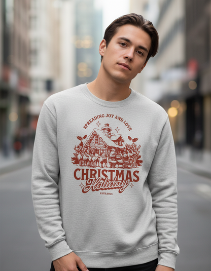 Vintage Christmas Sweatshirt, Holiday Cottage Crewneck, Festive Clothing, Gift for Her, Gift for Him, Unique Design