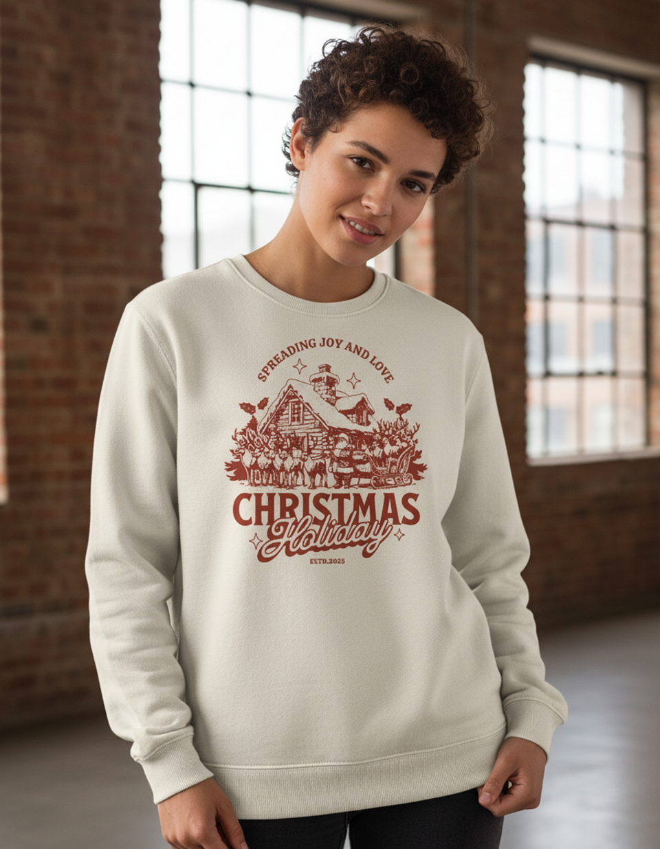 Vintage Christmas Sweatshirt, Holiday Cottage Crewneck, Festive Clothing, Gift for Her, Gift for Him, Unique Design