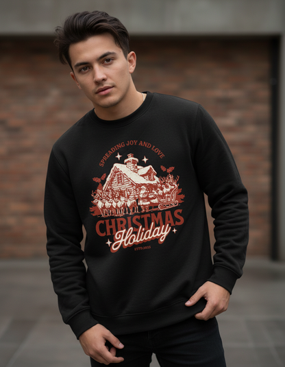 Vintage Christmas Sweatshirt, Holiday Cottage Crewneck, Festive Clothing, Gift for Her, Gift for Him, Unique Design
