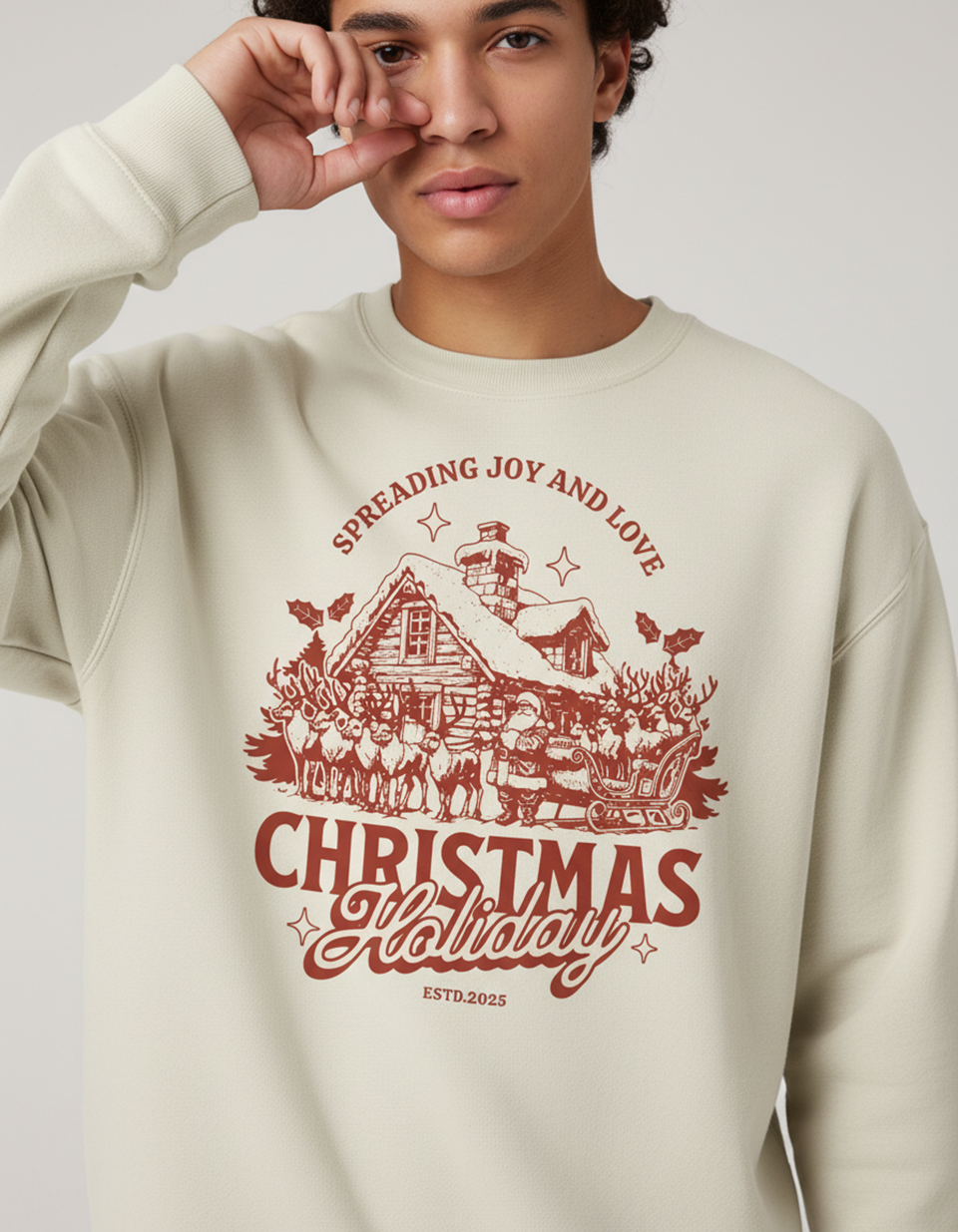 Vintage Christmas Sweatshirt, Holiday Cottage Crewneck, Festive Clothing, Gift for Her, Gift for Him, Unique Design
