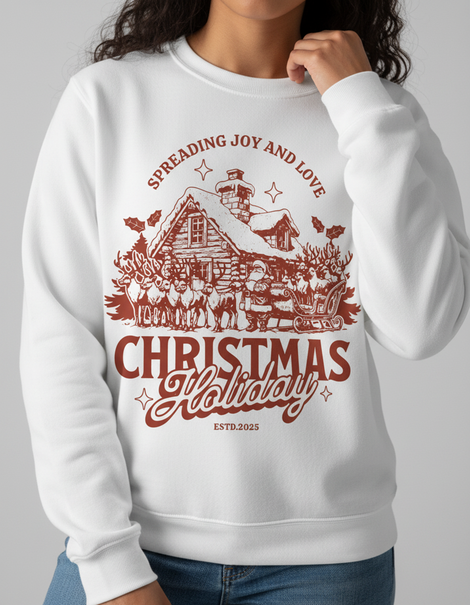 Vintage Christmas Sweatshirt, Holiday Cottage Crewneck, Festive Clothing, Gift for Her, Gift for Him, Unique Design