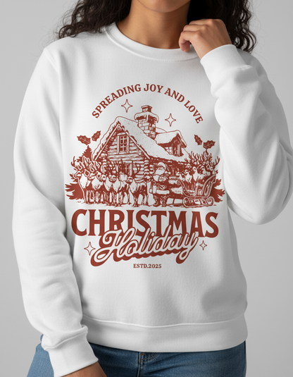Vintage Christmas Sweatshirt, Holiday Cottage Crewneck, Festive Clothing, Gift for Her, Gift for Him, Unique Design