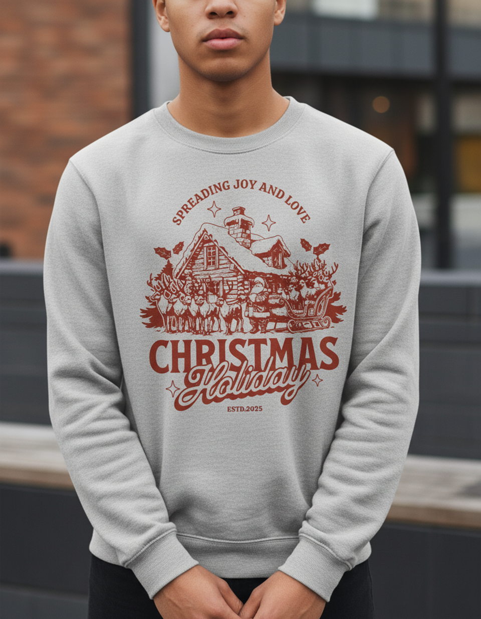 Vintage Christmas Sweatshirt, Holiday Cottage Crewneck, Festive Clothing, Gift for Her, Gift for Him, Unique Design