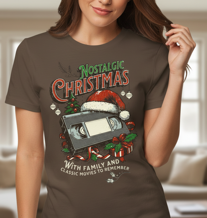 Vintage Christmas Shirt, Retro Holiday Tee, Nostalgic Xmas Graphic, Unisex Festive Top, Christmas Movie Night, VHS Tape Santa Design