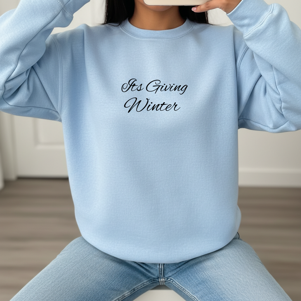 Its Giving Winter Sweatshirt, Cozy Aesthetic Crewneck, Minimalist Pullover, Neutral Cold Weather Top, Trendy Seasonal Outfit