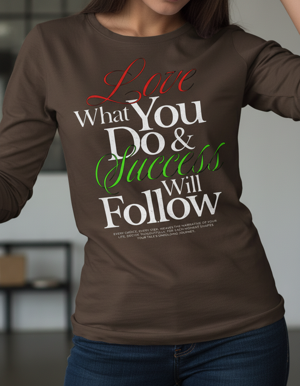 Inspirational Shirt Motivational, Positive Quote Long Sleeve Tee, Minimal Script Design