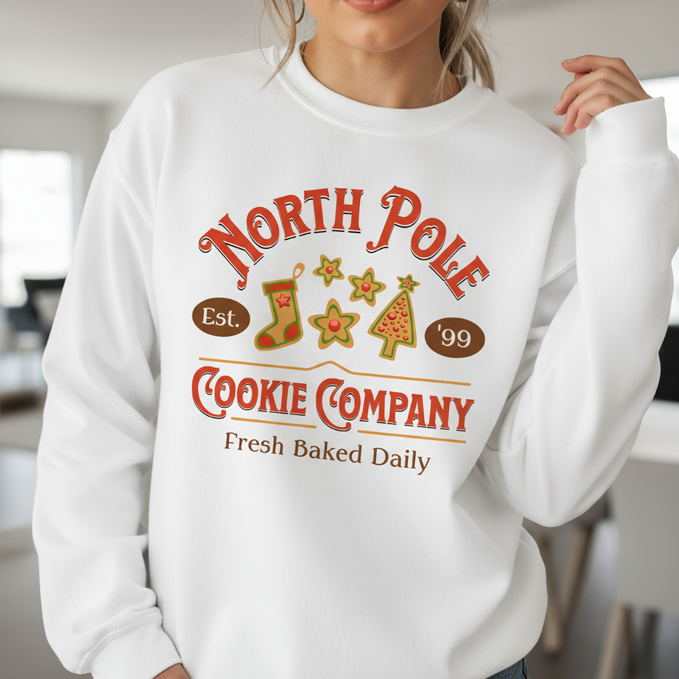 North Pole Cookie Company Sweatshirt, Christmas Bakery Sweater, Holiday Season Top