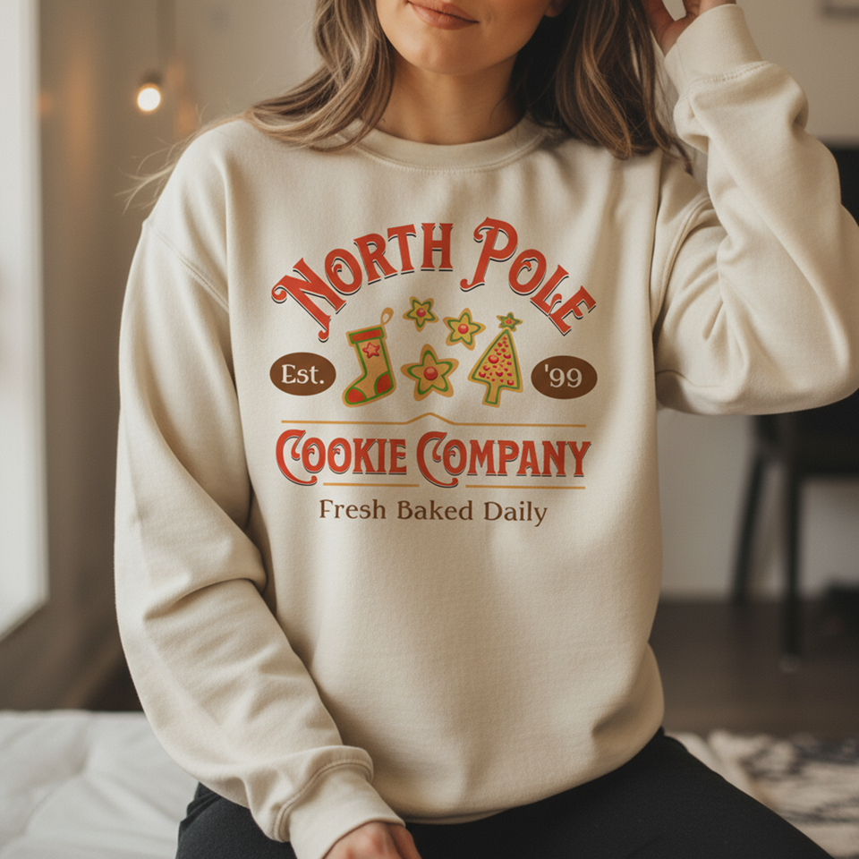 North Pole Cookie Company Sweatshirt, Christmas Bakery Sweater, Holiday Season Top