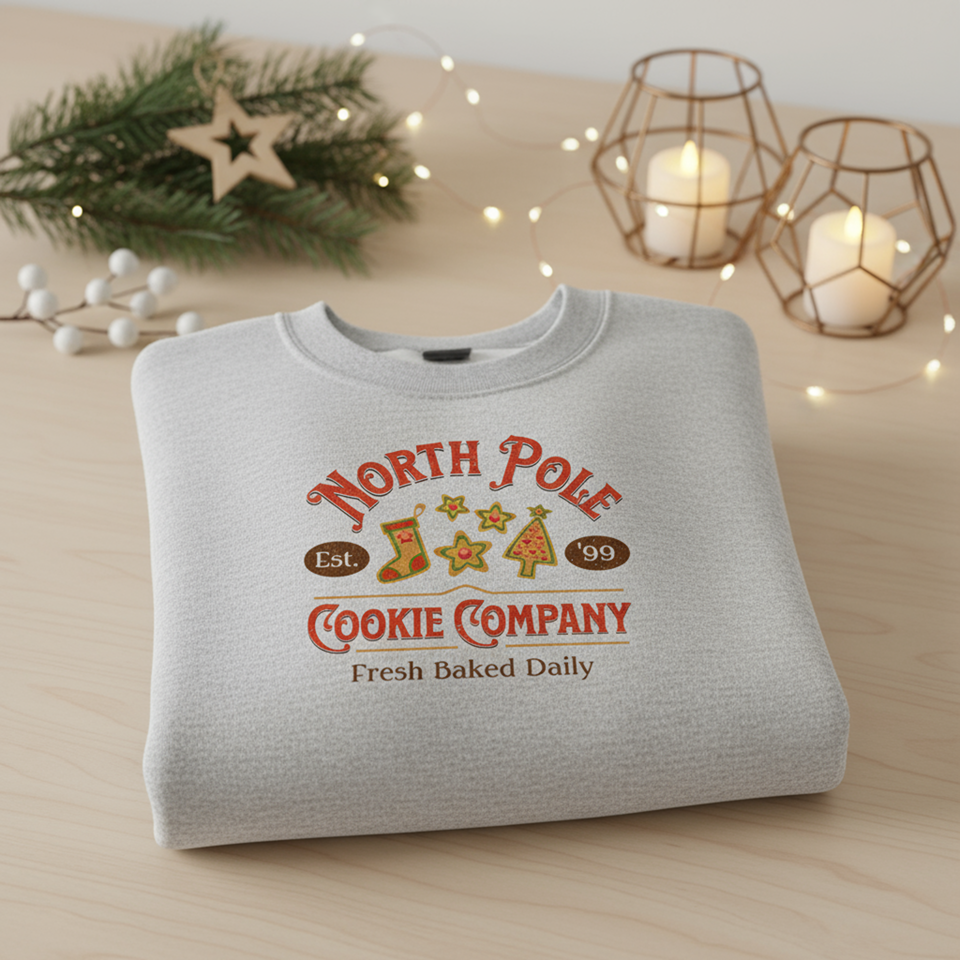 North Pole Cookie Company Sweatshirt, Christmas Bakery Sweater, Holiday Season Top