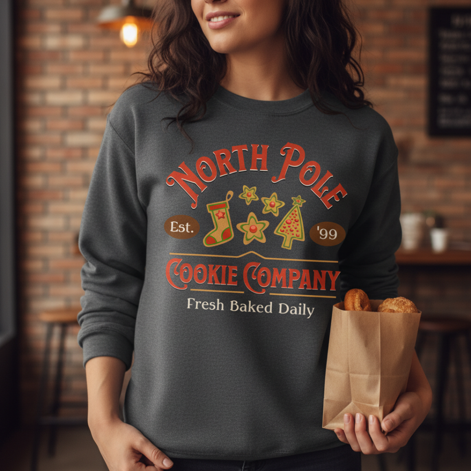 North Pole Cookie Company Sweatshirt, Christmas Bakery Sweater, Holiday Season Top